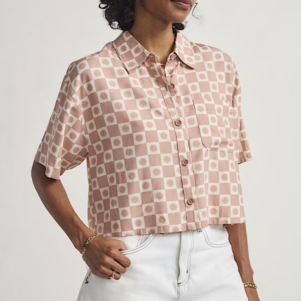 VANS NEW Sunny Check Short Sleeve Button Up Shirt